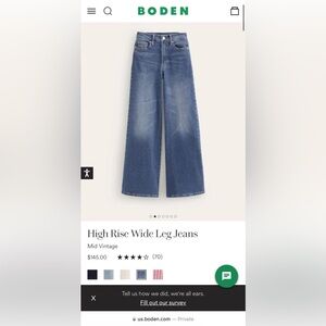 Boden High Rise Wide Leg Jeans (26 Petite!)